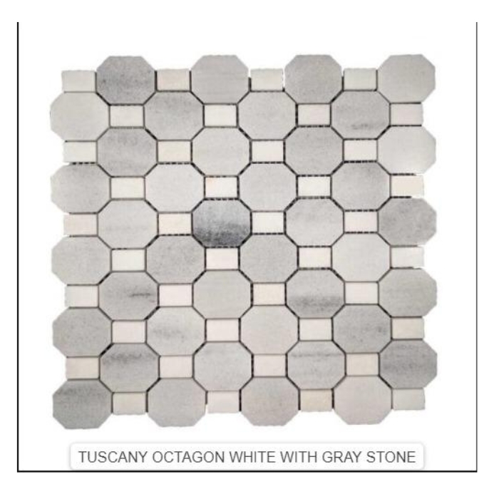 TUSCANY OCTAGON WHITE WITH GRAY STONE